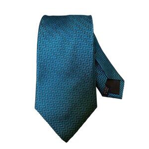 Paul Fredrick Aqua Woven Silk Tie Classic Herringbone Men’s Tie